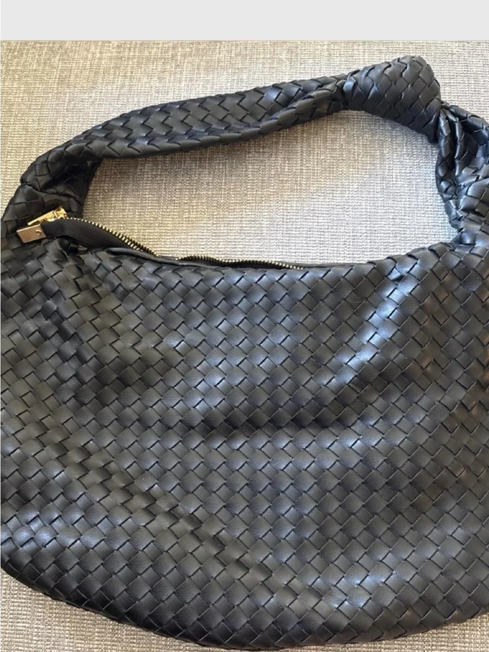 Anthropologie Melie Bianco woven black leather shoulder bag